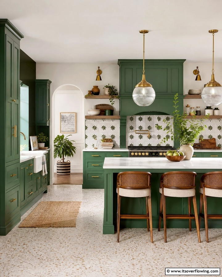 Boutique Verde Inspired Cabinets - 21 Green Kitchen Cabinet Ideas for a Vibrant Culinary Space