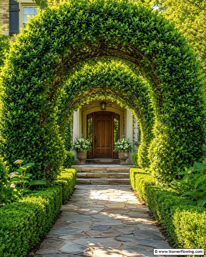 Boxwood Arches for Pathways - 25 Elegant Front Yard Boxwood Design Ideas
