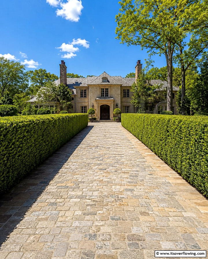 Boxwood Lined Driveways - 25 Elegant Front Yard Boxwood Design Ideas