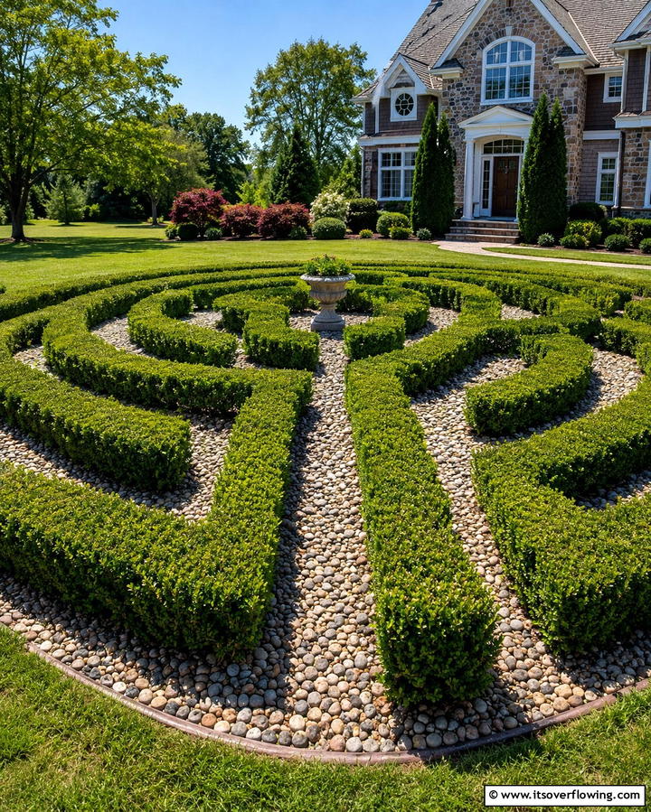 Boxwood Maze for a Playful Touch - 25 Elegant Front Yard Boxwood Design Ideas