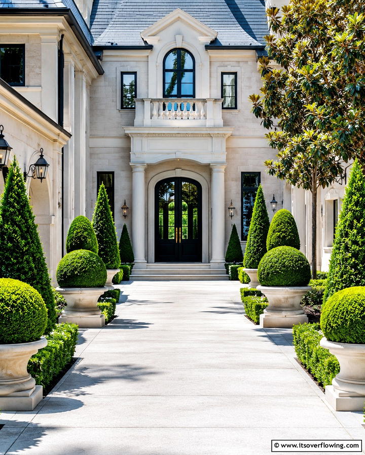 Boxwood Topiaries for a Formal Look - 25 Elegant Front Yard Boxwood Design Ideas