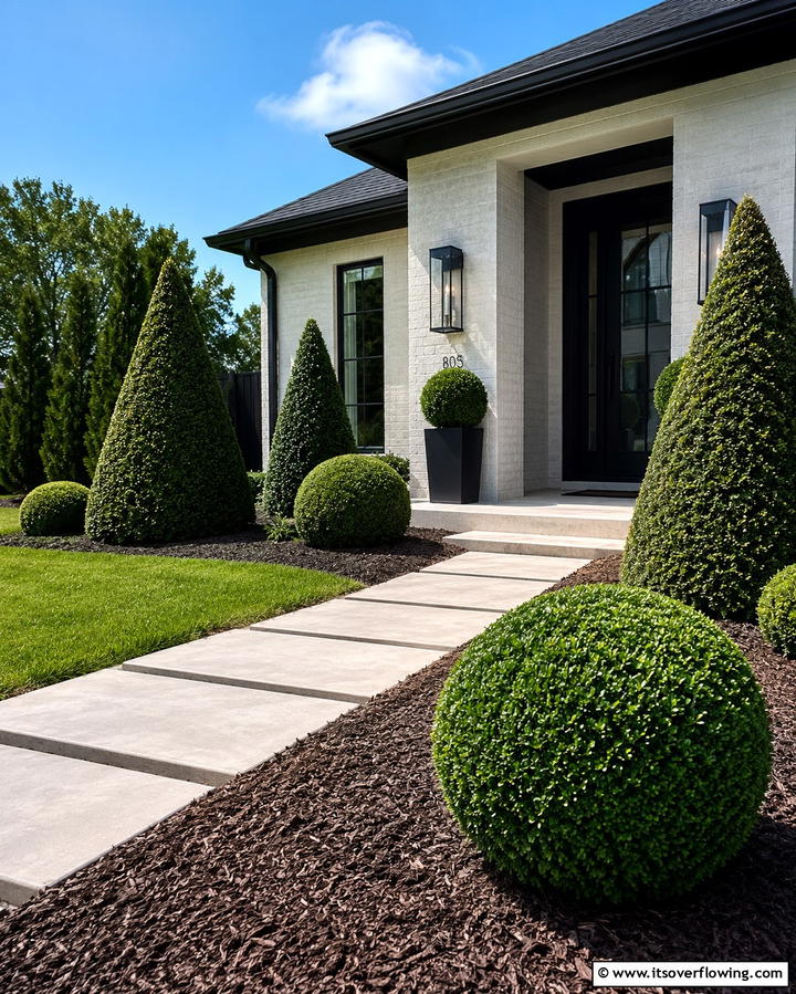 Boxwood as Accent Pieces - 25 Elegant Front Yard Boxwood Design Ideas