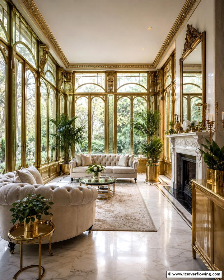 Brass Accents - 25 Victorian Sunroom Ideas for a Bright Retreat