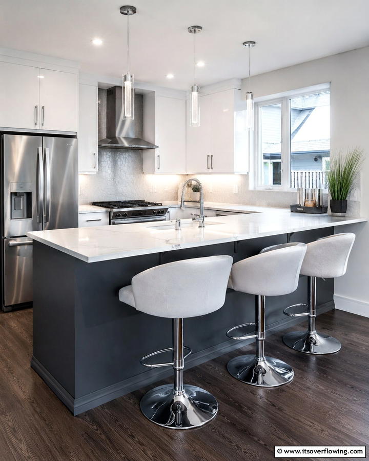 Breakfast Bar with Stools - 25 Eat in Kitchen Ideas for a Cozy and Functional Dining Space