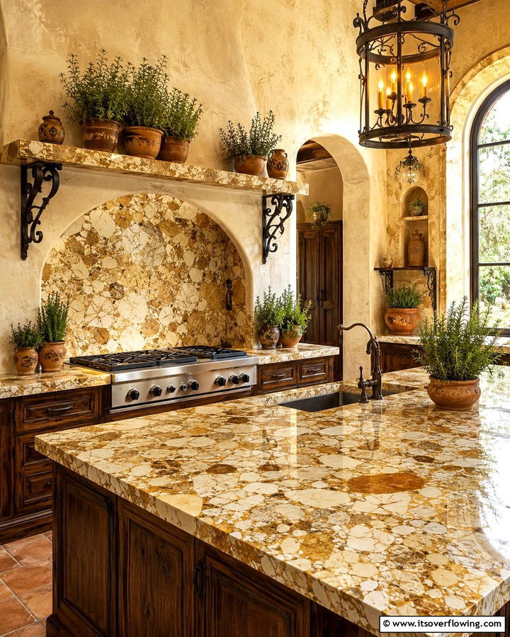 Breccia Marble Countertop - 25 Marble Kitchen Countertops for Elegant Homes