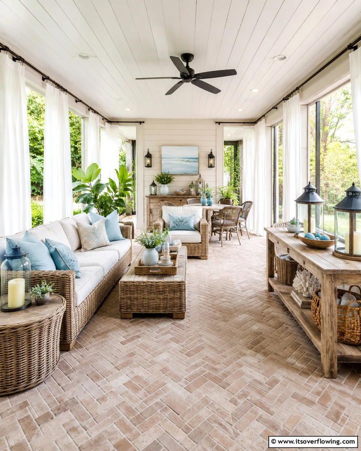 Breezy Farmhouse Patio - 30 Farmhouse Sunroom Ideas for Cozy and Light-Filled Relaxation