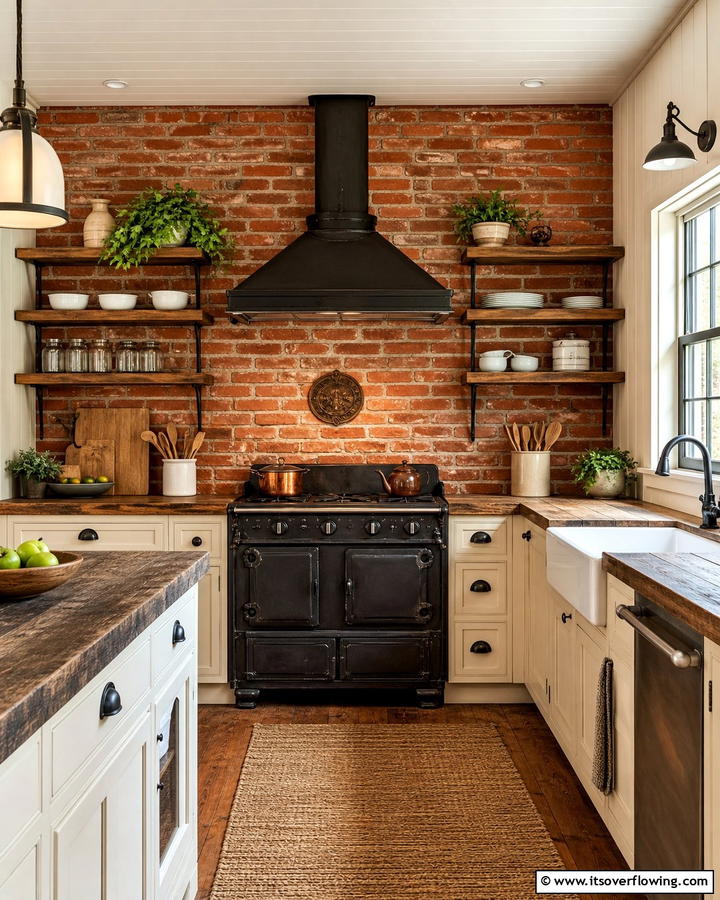 Brick Backsplashes - 20 Primitive Kitchen Ideas for a Rustic Charm