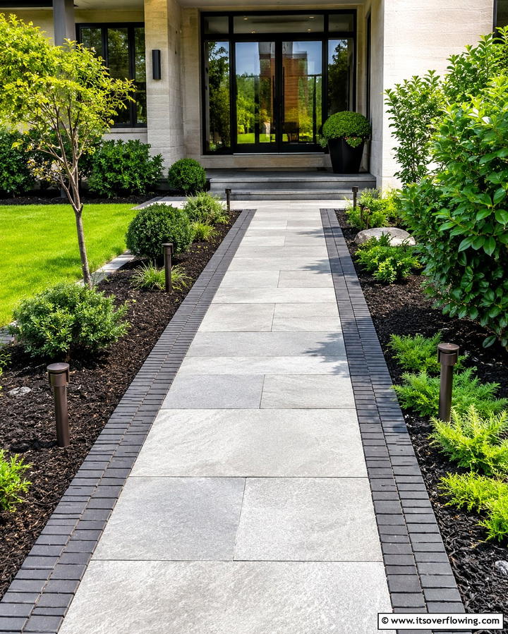 Brick Border Accents - 25 Paver Walkway Ideas to Enhance Your Outdoor Space