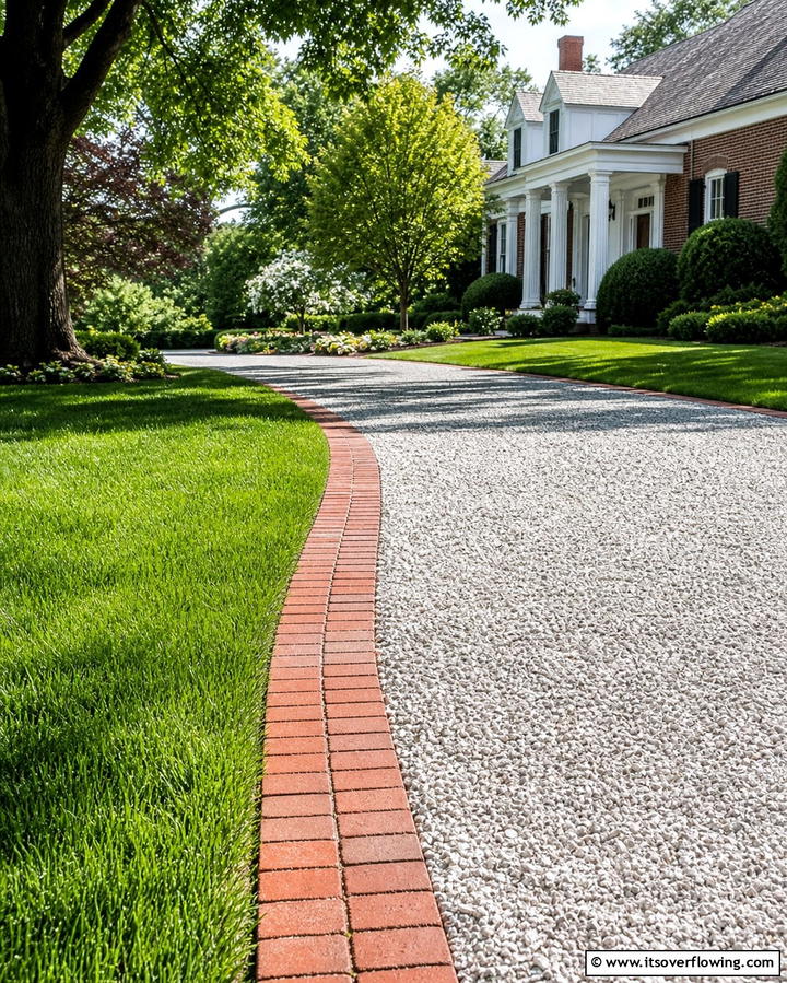 Brick Border for a Classic Look - 25 Gravel Driveway Edging Ideas for a Polished Look