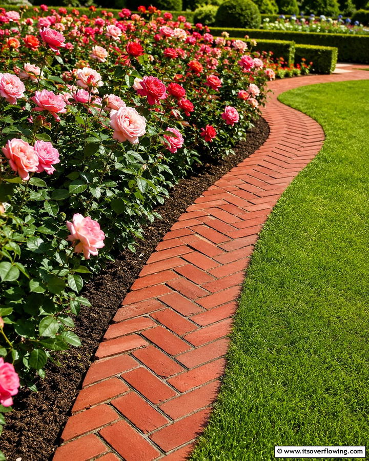 Brick Borders for Classic Appeal - 25 Low Maintenance Garden Border Ideas for Easy Landscaping