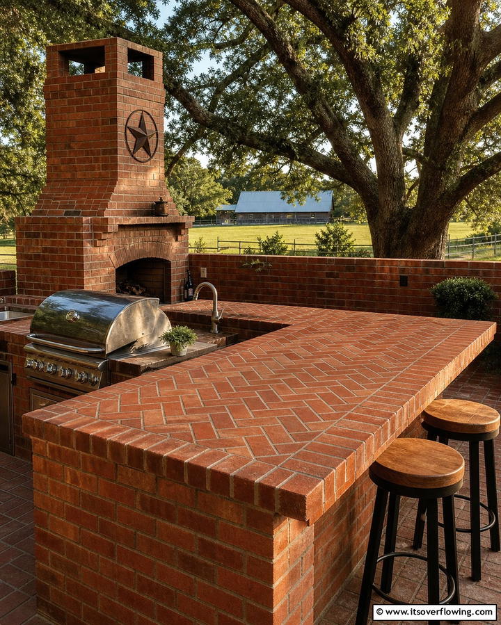 Brick Countertops for Rustic Appeal - 25 Outdoor Kitchen Countertop Ideas for Functionality