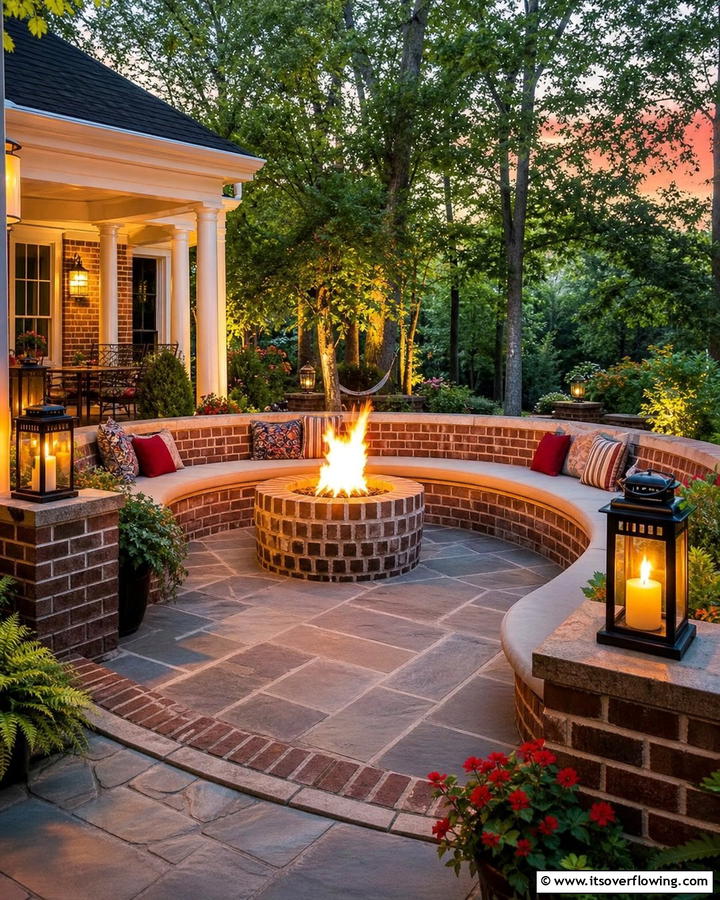 Brick Fire Pit Area - 25 Brick Porch Ideas for a Charming Entrance