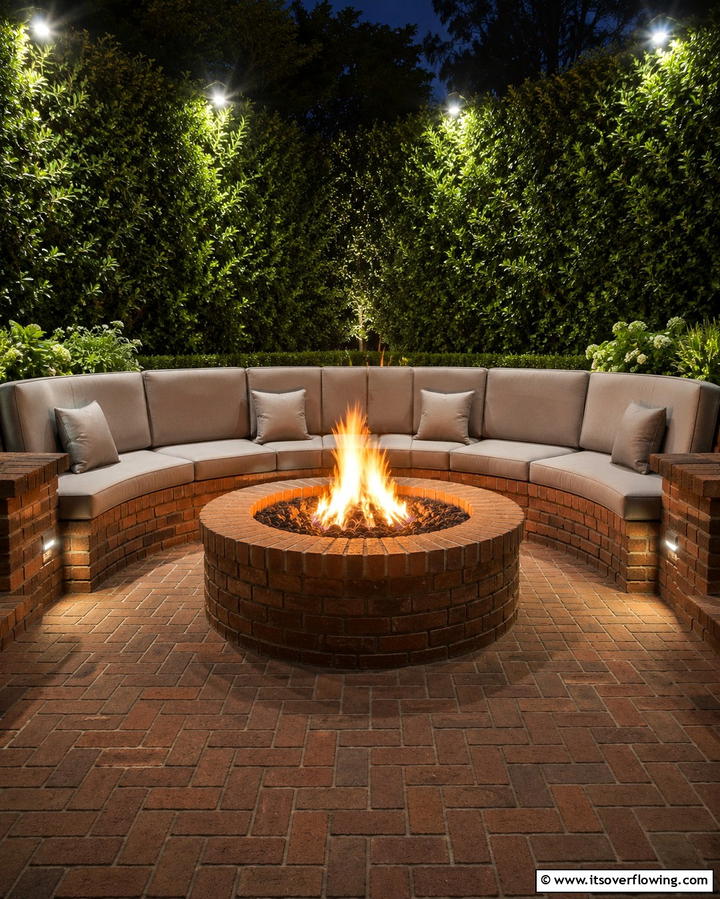 Brick Fire Pit with Seating - 25 Wood Burning Fire Pit Ideas for Cozy Nights