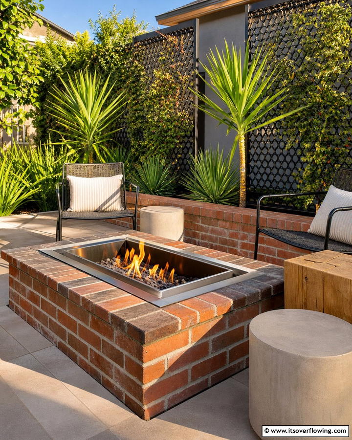 Brick Fire Pit with a Metal Insert - 25 Creative Brick Fire Pit Ideas for Your Backyard
