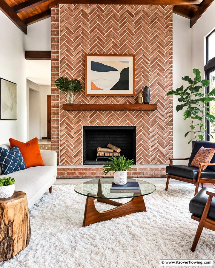 Brick Fireplace Wall with a Twist - 30 Fireplace Wall Ideas to Transform Your Living Space