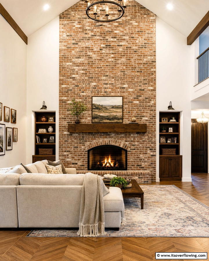 Brick Fireplace as a Focal Point - 25 Brick Wall Living Room Ideas for a Cozy Feel