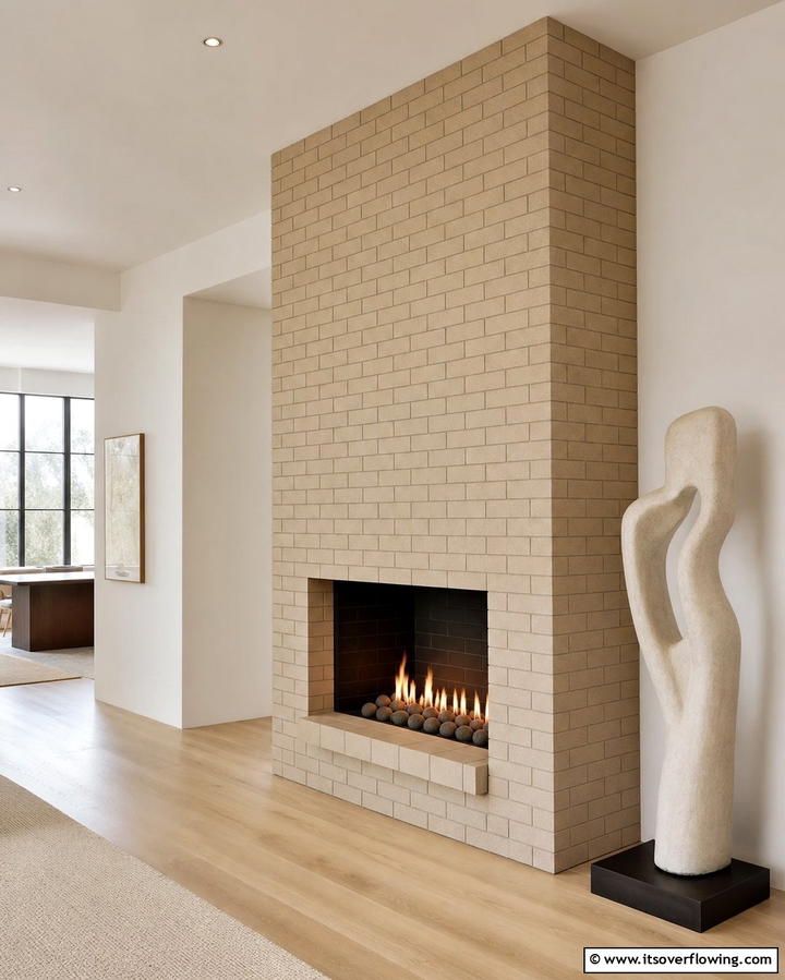 Brick Fireplace with Contrasting Grout - 25 Rustic Brick Fireplace Ideas to Warm Up Your Home
