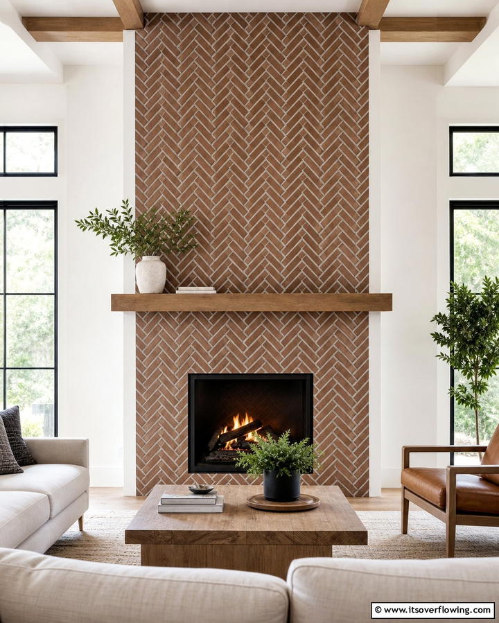 Brick Fireplace with Wood Storage - 25 Rustic Brick Fireplace Ideas to Warm Up Your Home