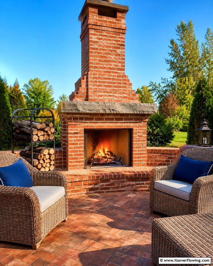 Brick Fireplace with a Classic Twist - 25 Outdoor Corner Fireplace Ideas for Cozy Nights