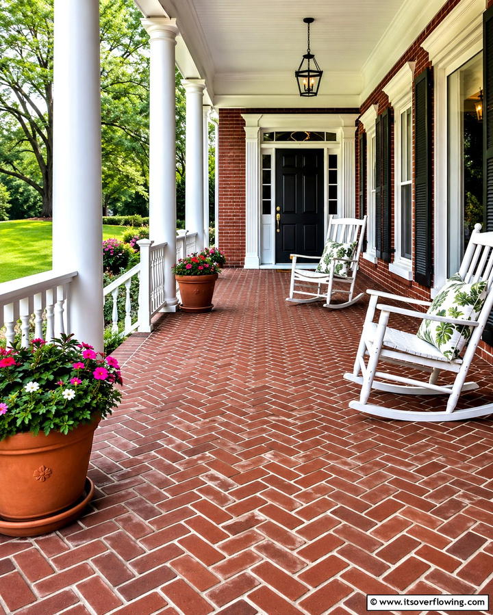Brick Flooring - 25 Colonial Front Porch Ideas for Timeless Charm