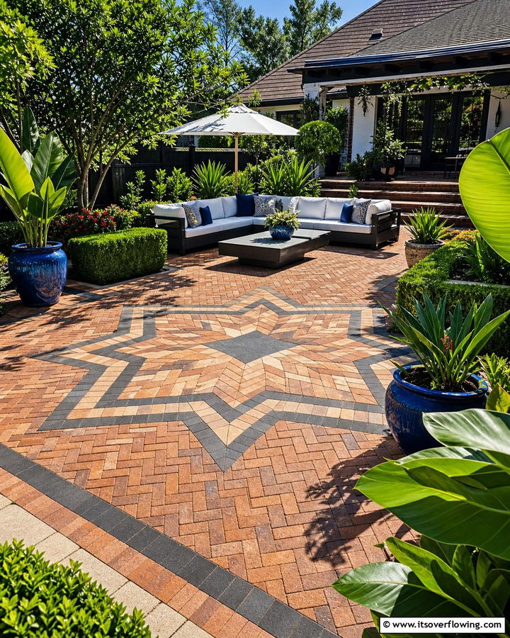 Brick Inlaid Patterns - 25 Creative Brick Patio Ideas for Your Backyard