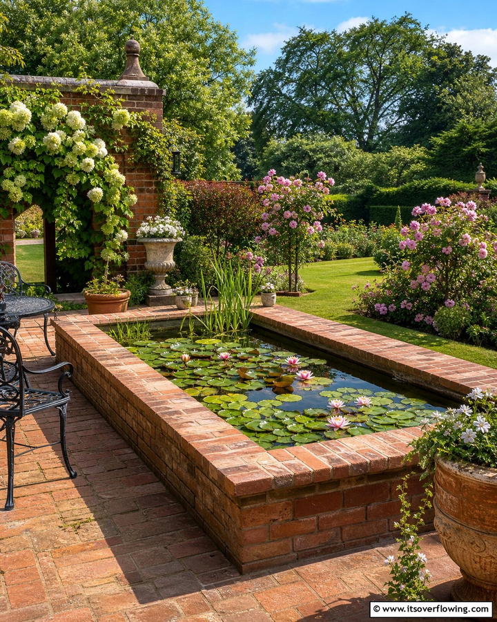Brick Lined Raised Pond - 20 Raised Garden Pond Ideas for a Tranquil Backyard