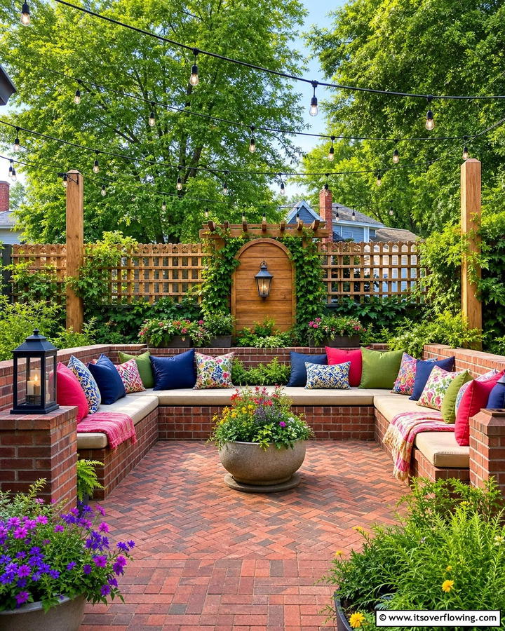 Brick Patio with Built In Seating - 25 Creative Brick Patio Ideas for Your Backyard