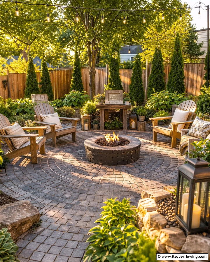 Brick Patio with Fire Pit - 25 Creative Brick Patio Ideas for Your Backyard