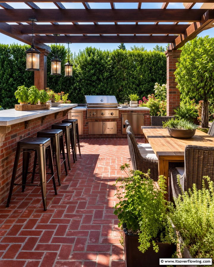 Brick Patio with Outdoor KitchenExact - 25 Creative Brick Patio Ideas for Your Backyard