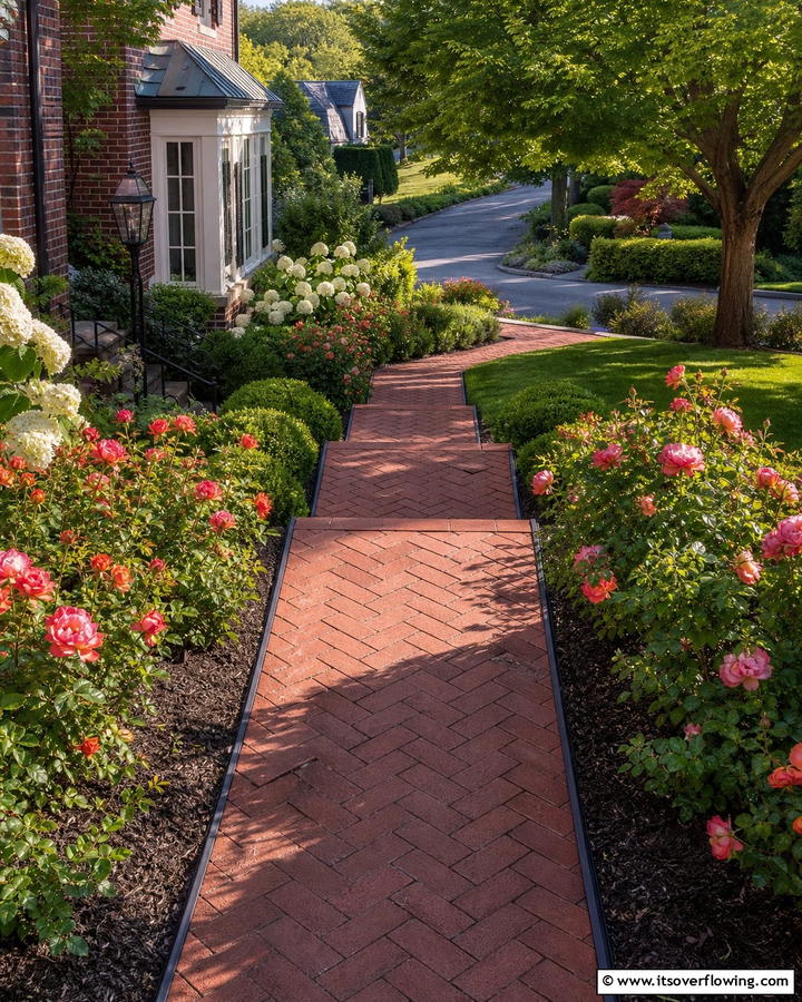 Brick Paved Pathways - 20 Sloped Walkway Ideas for Beautiful Landscaping