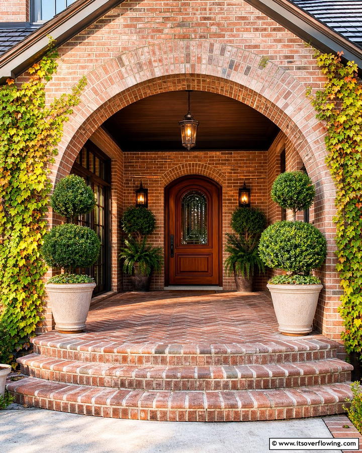Brick Porch with Arched Entryway - 25 Brick Porch Ideas for a Charming Entrance