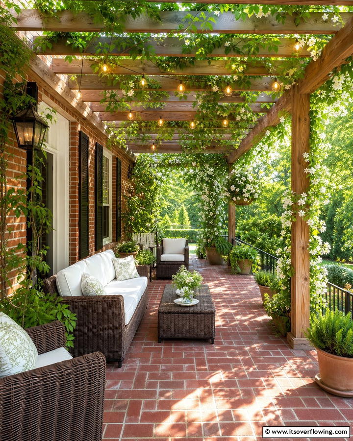 Brick Porch with PergolaOne - 25 Brick Porch Ideas for a Charming Entrance