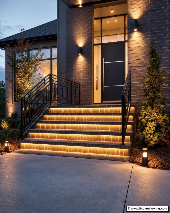 Brick Steps with LED LightingOne - 25 Brick Front Steps Design Ideas for Curb Appeal