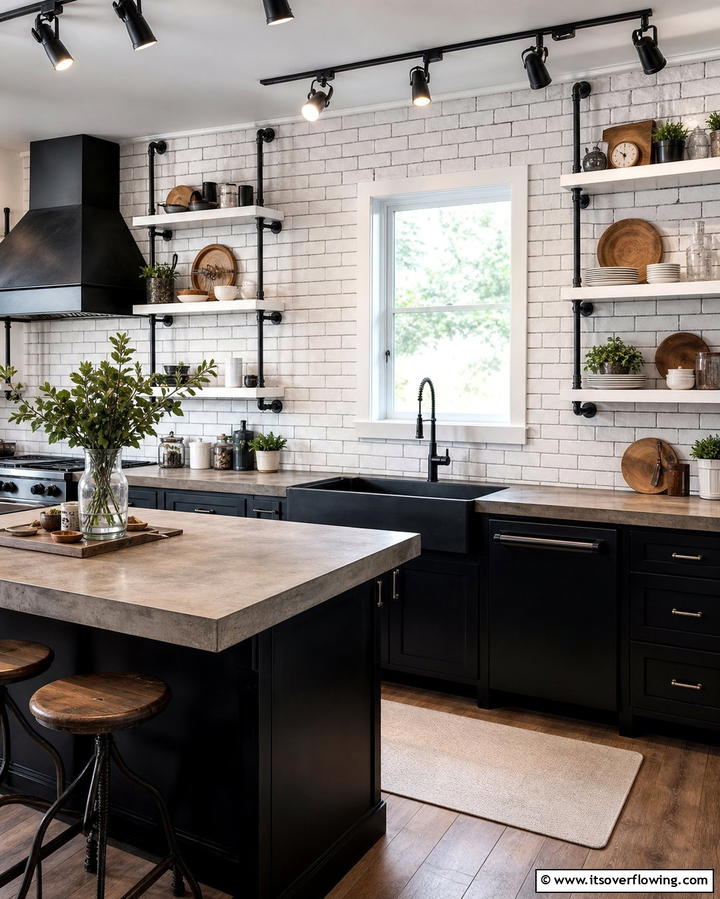 Brick Style Texture - 25 Black and White Kitchen Backsplash Ideas