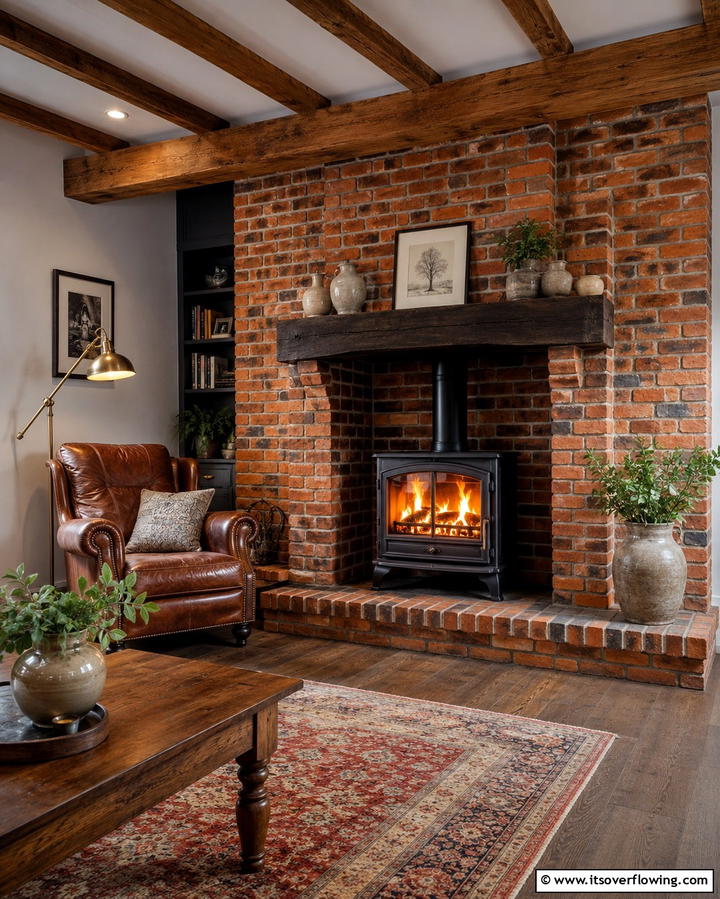 Brick Surround for a Classic Appeal - 30 Cozy Wood Stove Surround Design Inspirations