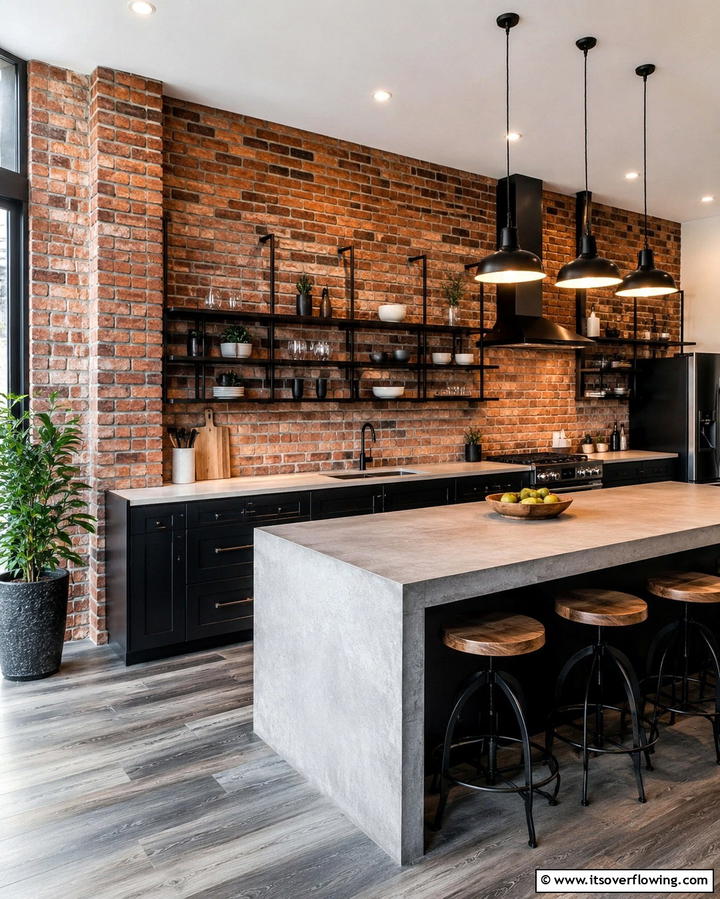 Brick Veneer Wall - 25 Kitchen Accent Wall Ideas for a Stylish Upgrade