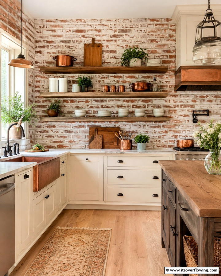 Brick Veneer for Rustic Warmth - 25 Kitchen Accent Wall Ideas for a Stylish Upgrade