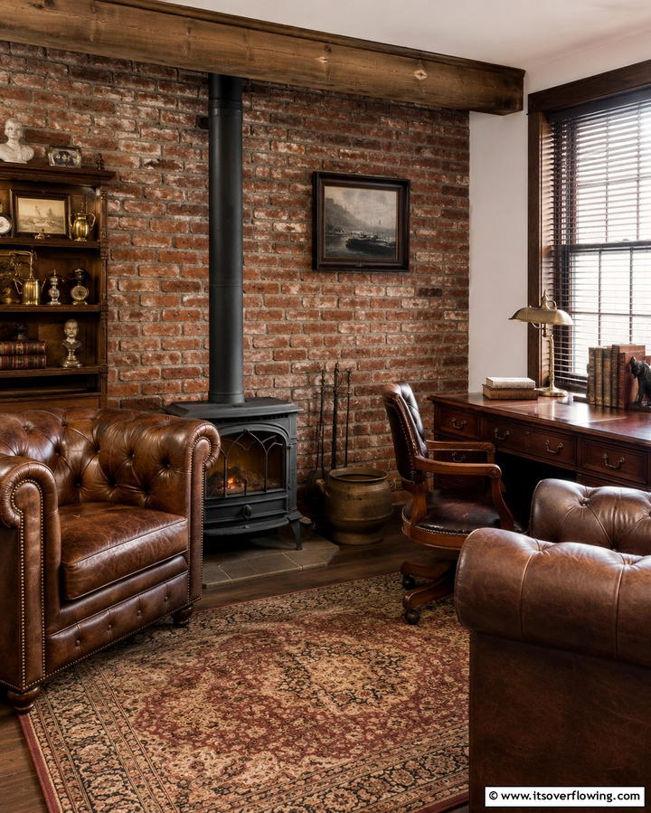 Brick Veneer for Vintage Appeal - 30 Cozy Wood Stove Surround Design Inspirations