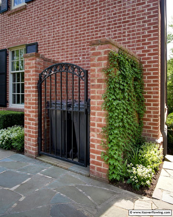 Brick Wall Nook - 25 Garbage Can Storage Ideas for Neat Spaces
