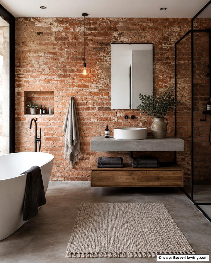 Brick Walls - 25 Rustic Bathroom Ideas for a Cozy Feel