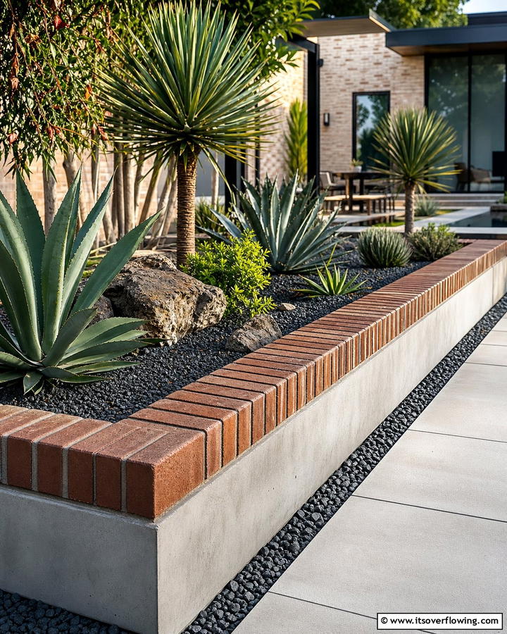 Brick and Concrete Combo - 20 Brick Edging Ideas- Define Your Garden Spaces