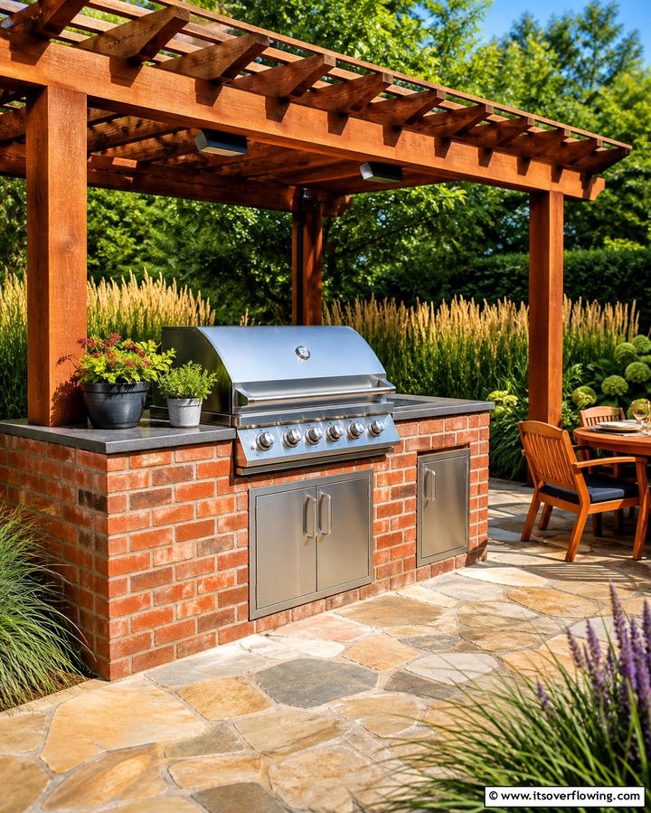 Brick and Steel Combination Pit - 25 Bbq Pit Ideas for Outdoor Cooking Fun