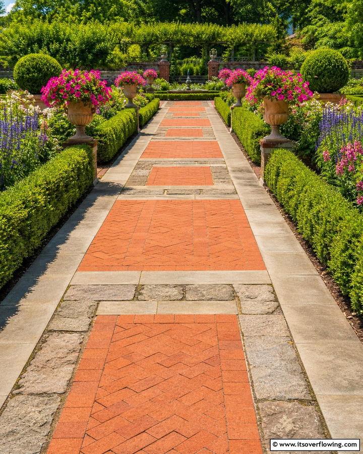Brick and Stone Walkway - 17 Rock Walkway Ideas for Natural and Low-Maintenance Paths