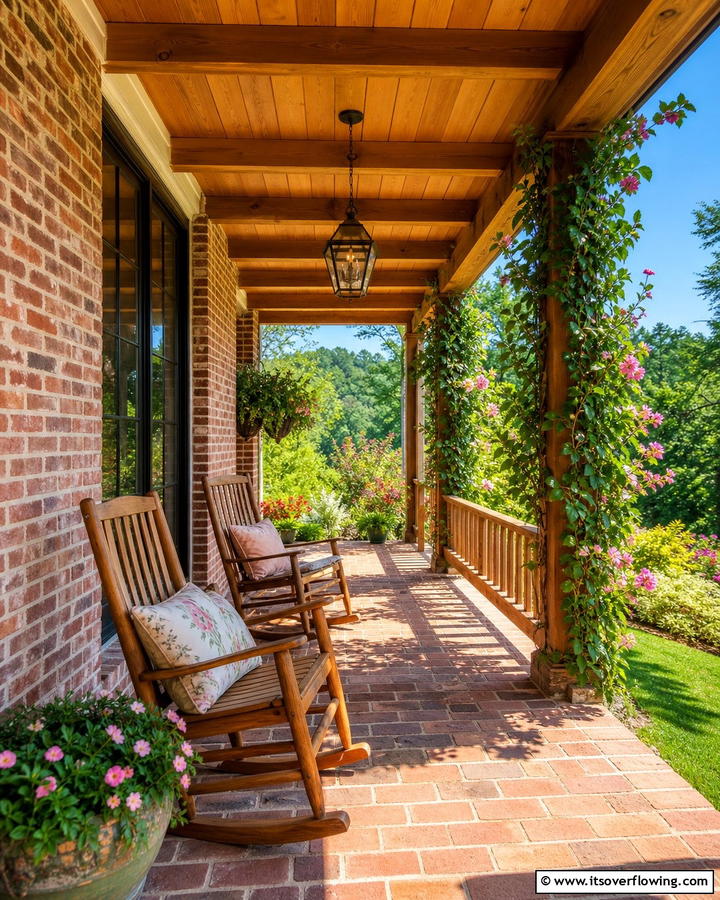 Brick and Wood Combination - 25 Brick Porch Ideas for a Charming Entrance