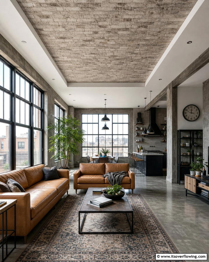 Brick or Stone Accents - 25 Reverse Tray Ceiling Ideas for a Unique Look