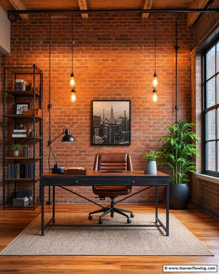Brick or Stone Wall - 20 Home Office Background Ideas for Professional Vibes