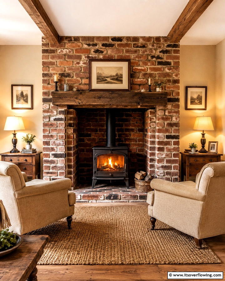 Brickwork Charm - 25 Rustic Fireplaces to Warm Up Your Living Space