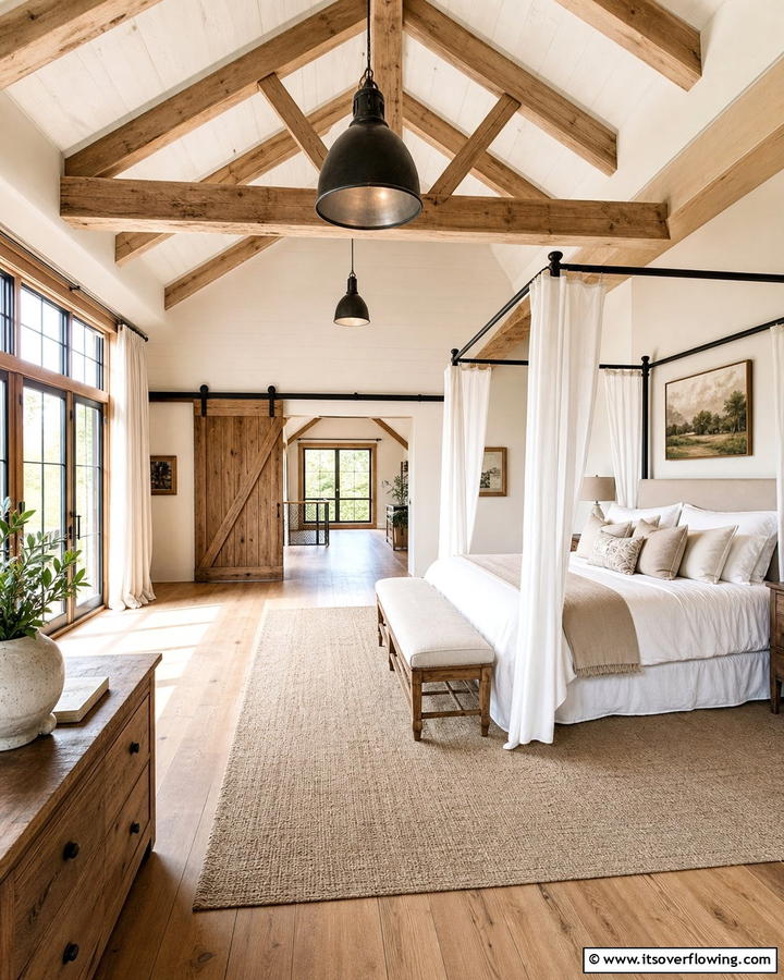 Bright Barn Inspired Space - 21 Farmhouse Bedroom Ideas for Rustic Comfort