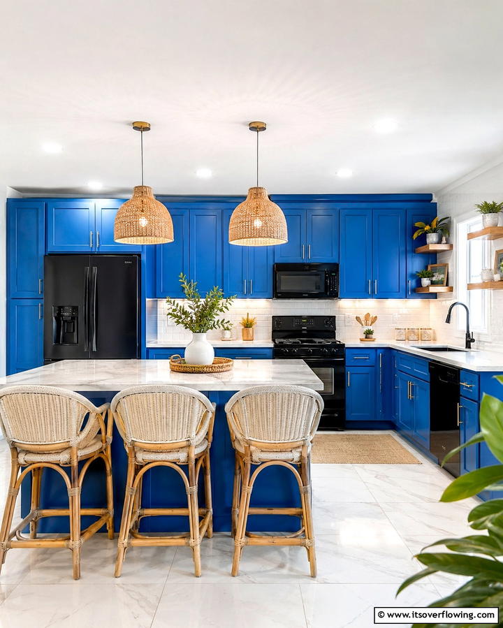 Bright Blue Cabinets - 20 What Color Cabinets Go With Black Appliances