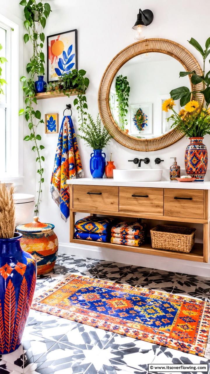 Bright Boho Accents - 30 Boho Bathroom Ideas for Relaxed, Global-Inspired Style